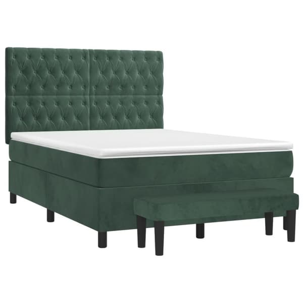 vidaXL Ramsäng med madrass mörkgrön 140x200 cm sammet
