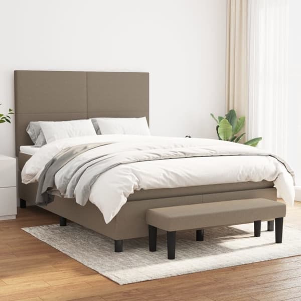 vidaXL Ramsäng med madrass taupe 140x200 cm tyg