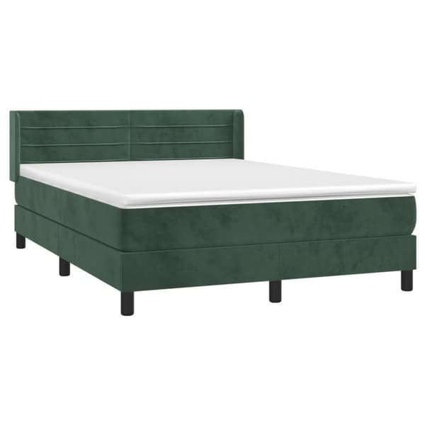 vidaXL kontinentalseng med madras 140x190 cm fløjl mørkegrøn