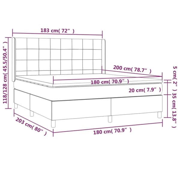 vidaXL kontinentalseng med madras 180x200 cm stof gråbrun
