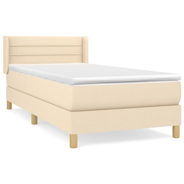 vidaXL kontinentalseng med madras 90x190 cm stof cremefarvet