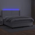 Miniatyrbillede 3 af 10: vidaXL kontinentalseng med LED-lys 180x200 cm kunstlæder hvid