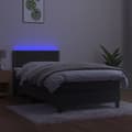 Miniatyrbillede 3 af 10: vidaXL kontinentalseng med LED-lys 100x200 cm fløjl mørkegrå