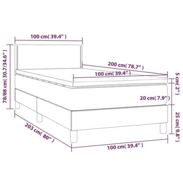 vidaXL kontinentalseng med LED-lys 100x200 cm fløjl mørkegrå