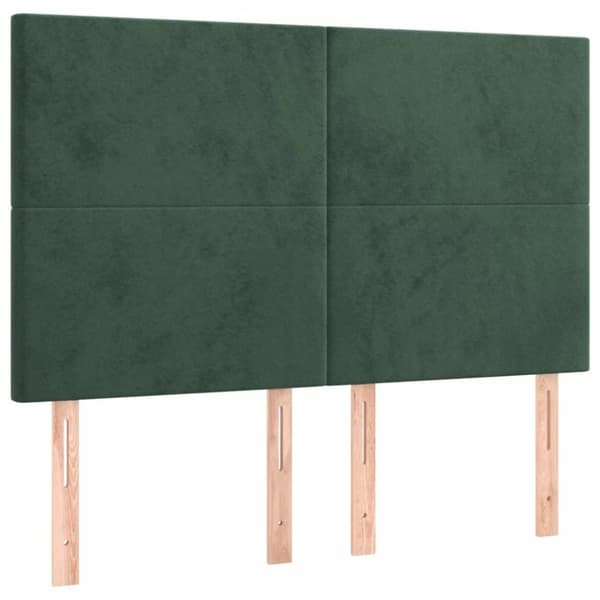 vidaXL kontinentalseng med LED-lys 140x200 cm fløjl mørkegrøn