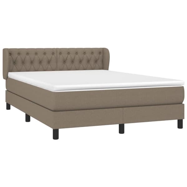 vidaXL kontinentalseng med madras 140x190 cm stof gråbrun