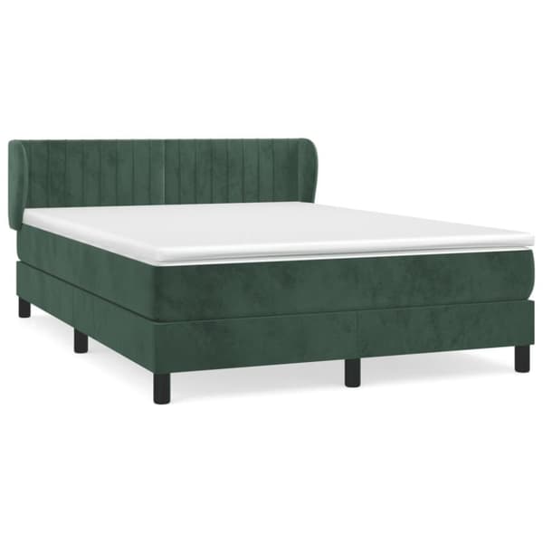 vidaXL kontinentalseng med madras 140x190 cm fløjl mørkegrøn
