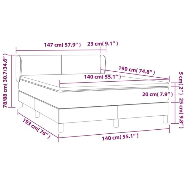vidaXL kontinentalseng med madras 140x190 cm stof gråbrun