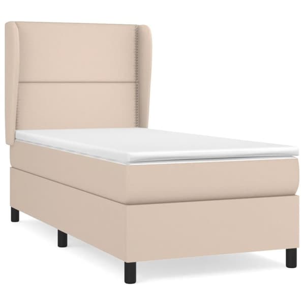 vidaXL kontinentalseng 90x190 cm kunstlæder cappuccinofarvet