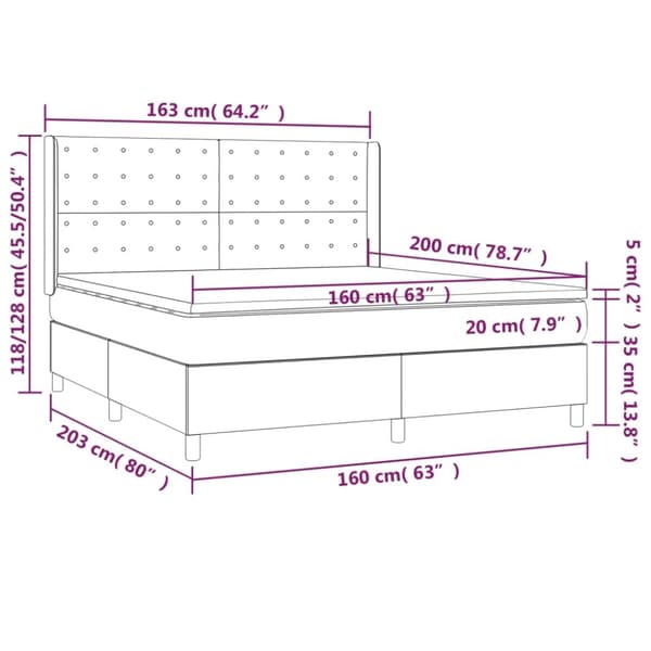 vidaXL kontinentalseng med madras 160x200 cm fløjl sort