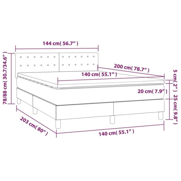 vidaXL kontinentalseng med madras 140x200 cm stof sort
