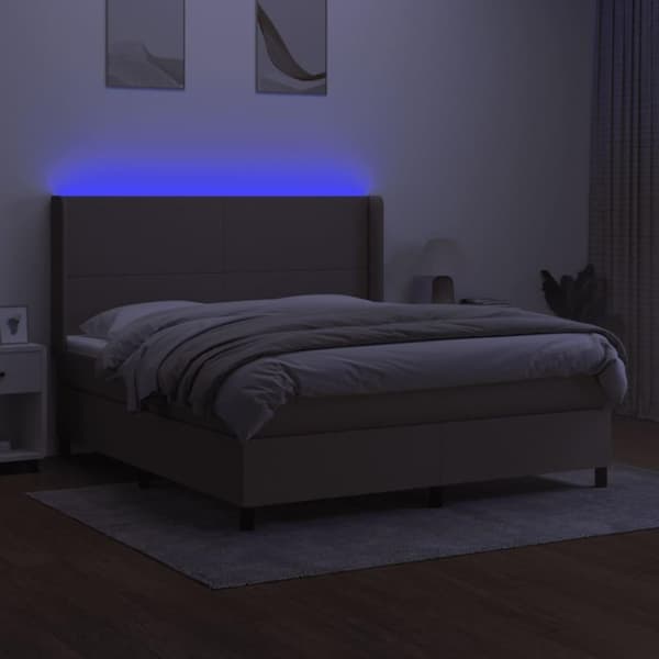 vidaXL kontinentalseng med LED-lys 160x200 cm stof gråbrun