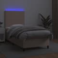 Miniatyrbillede 4 af 10: vidaXL kontinentalseng LED-lys 90x190 cm kunstlæder cappuccinofarvet