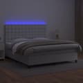 Miniatyrbillede 4 af 10: vidaXL kontinentalseng med LED-lys 180x200 cm kunstlæder hvid