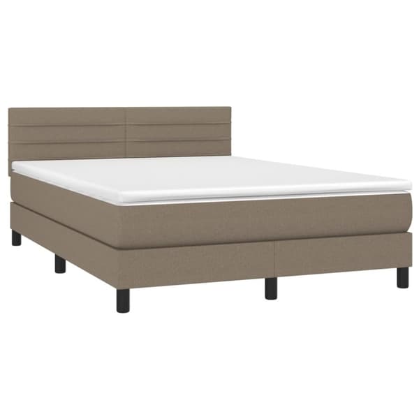 vidaXL kontinentalseng med madras 140x190 cm stof gråbrun