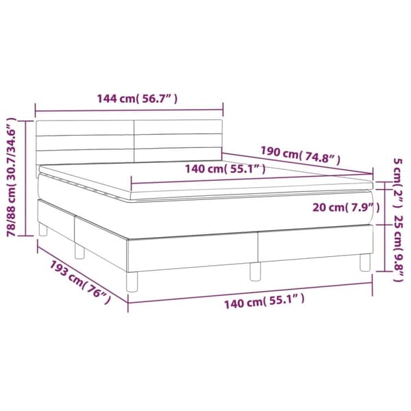 vidaXL kontinentalseng med madras 140x190 cm stof gråbrun