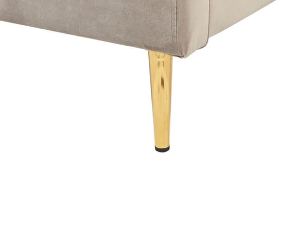 Seng med Ramme Beige og Grå Velour 160 x 200 cm Guldpolstrede Ben Sengegavl Moderne Glamourøs Stil