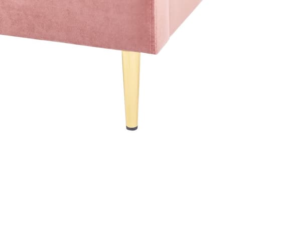 Seng Lyserød Velour 180 x 200 cm Polstret Stel Metalben Lamelbund Moderne Glamourøs Stil Soveværelse