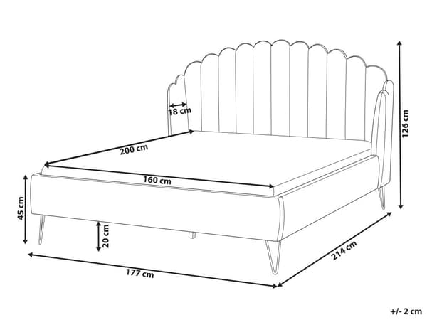 Parisänky vaaleanharmaa 160 x 200 cm samettiverhoilu metallijalat sälepohja tuftattu retro