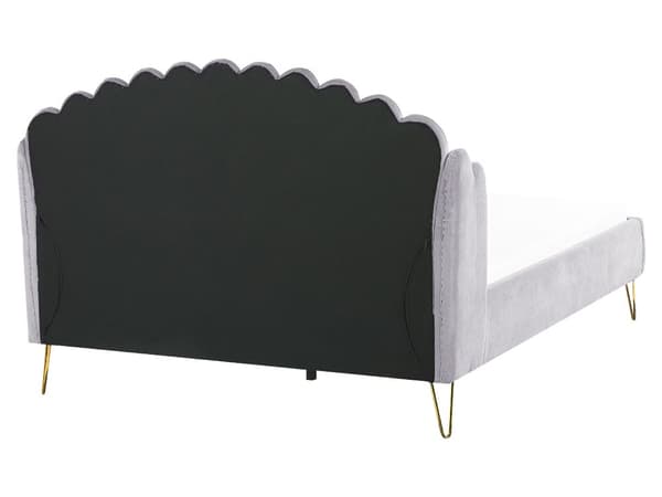Parisänky vaaleanharmaa 160 x 200 cm samettiverhoilu metallijalat sälepohja tuftattu retro