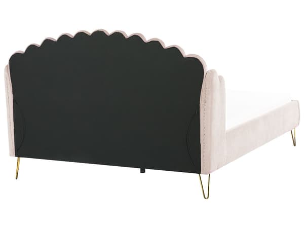 Parisänky vaalea beige 180 x 200 cm samettiverhoilu metallijalat sälepohja tuftattu retro