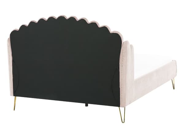 Parisänky vaalea beige 140 x 200 cm samettiverhoilu metallijalat sälepohja tuftattu retro