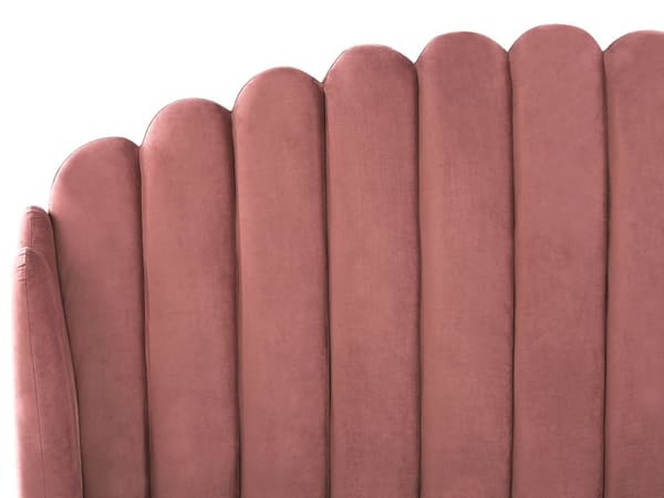 Seng Lyserød Velour 180 x 200 cm Moderne To Mands Seng Kanal Tuftet Sengegavl Dobbeltseng Sengeramme Retro Design Metalben