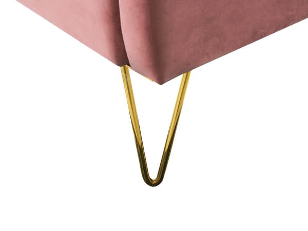 Seng Lyserød Velour 180 x 200 cm Moderne To Mands Seng Kanal Tuftet Sengegavl Dobbeltseng Sengeramme Retro Design Metalben