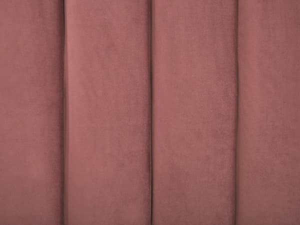 Seng Lyserød Velour 180 x 200 cm Moderne To Mands Seng Kanal Tuftet Sengegavl Dobbeltseng Sengeramme Retro Design Metalben