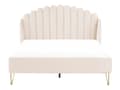 Miniatyrbillede 4 af 10: Seng Beige Velour 140 x 200 cm Moderne Trekvart Seng Kanal Tuftet Sengegavl Halvandenmands 3 kvart Seng Retro Design Metalben