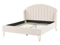 Miniatyrbillede 5 af 10: Seng Beige Velour 140 x 200 cm Moderne Trekvart Seng Kanal Tuftet Sengegavl Halvandenmands 3 kvart Seng Retro Design Metalben