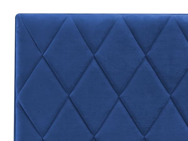 Seng Blå Velour 180 x 200 cm Moderne To Mands Seng med Opbevaring Blød Sengegavl Dobbeltseng Sengeramme Retro Design