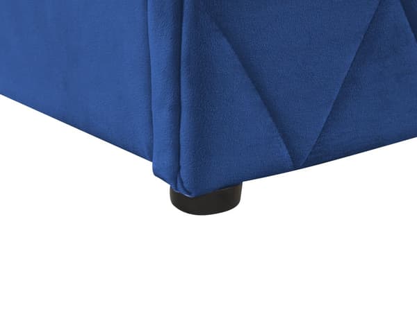 Seng Blå Velour 180 x 200 cm Moderne To Mands Seng med Opbevaring Blød Sengegavl Dobbeltseng Sengeramme Retro Design