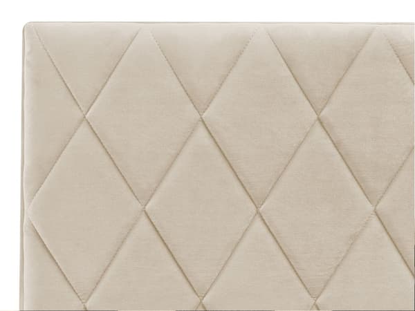 Seng Beige Velour 140 x 200 cm Moderne Trekvart Seng med Opbevaring Blød Sengegavl Halvandenmands 3 kvart Seng Retro Design Soveværelse