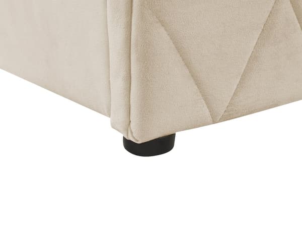 Seng Beige Velour 140 x 200 cm Moderne Trekvart Seng med Opbevaring Blød Sengegavl Halvandenmands 3 kvart Seng Retro Design Soveværelse