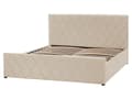 Miniatyrbillede 4 af 11: Seng Beige Velour 160 x 200 cm Moderne To Mands Seng med Opbevaring Blød Sengegavl Dobbeltseng Sengeramme Retro Design