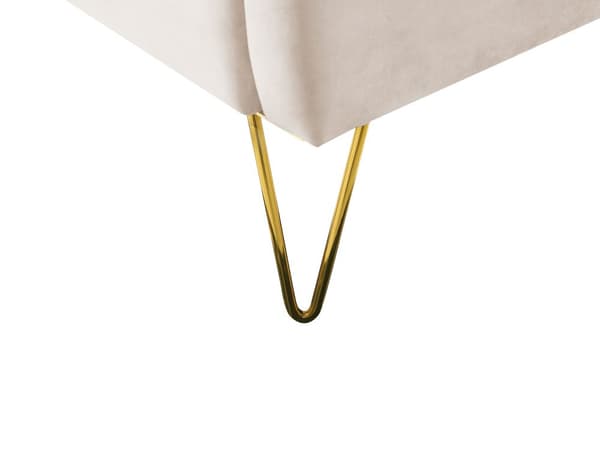 Seng Beige Velour 180 x 200 cm Moderne To Mands Seng Kanal Tuftet Sengegavl Dobbeltseng Sengeramme Retro Design Metalben
