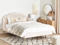 Miniatyrbillede 2 af 10: Seng Beige Velour 180 x 200 cm Moderne To Mands Seng Kanal Tuftet Sengegavl Dobbeltseng Sengeramme Retro Design Metalben