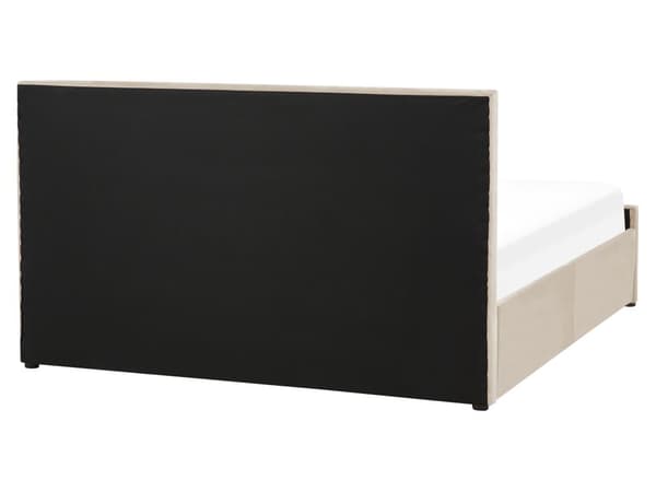 Sänky säilytystilalla beige sametti 160 x 200 cm sälepohja timanttitikattu sängynpääty moderni tyyli
