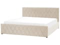 Pikkukuva 5 / 11: Sänky säilytystilalla beige sametti 180 x 200 cm sälepohja timanttitikattu sängynpääty moderni tyyli
