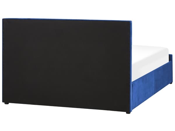 Sänky säilytystilalla sininen sametti 140 x 200 cm sälepohja timanttitikattu sängynpääty moderni tyyli