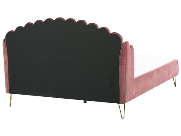 Sengeramme Rosa Fløyelspolstring 180 x 200 cm Metallben Retro design tuftet Sengegavl