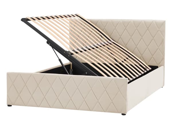 Dobbeltseng Oppbevaringsseng Beige Fløyel 140 x 200 cm med lamellbunn Hodegavl