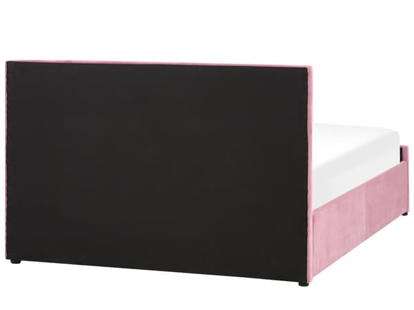 Seng Dobbeltseng Rosa Fløyel 140 x 200 cm Oppbevaring med lamellbunn Sengegavl Hodegavl