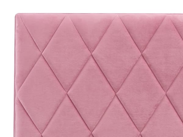 Seng Dobbeltseng Rosa Fløyel 140 x 200 cm Oppbevaring med lamellbunn Sengegavl Hodegavl