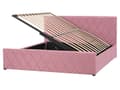 Miniatyrbilde 1 av 11: Seng Dobbeltseng Rosa Fløyel 160 x 200 cm Oppbevaring med lamellbunn Sengegavl Hodegavl