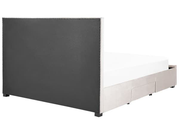 Parisänky beige 180 x 200 cm samettiverhoilu laatikoilla sälepohja nappikoristeltu glamour