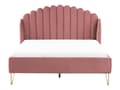 Miniatyrbild 4 av 10: Dubbelsäng Sängram Rosa Sammetsklädsel 160 x 200 cm Metallben Retro Design Tuftad Sänggavel