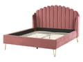 Miniatyrbild 5 av 10: Dubbelsäng Sängram Rosa Sammetsklädsel 160 x 200 cm Metallben Retro Design Tuftad Sänggavel