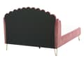 Miniatyrbild 6 av 10: Dubbelsäng Sängram Rosa Sammetsklädsel 160 x 200 cm Metallben Retro Design Tuftad Sänggavel
